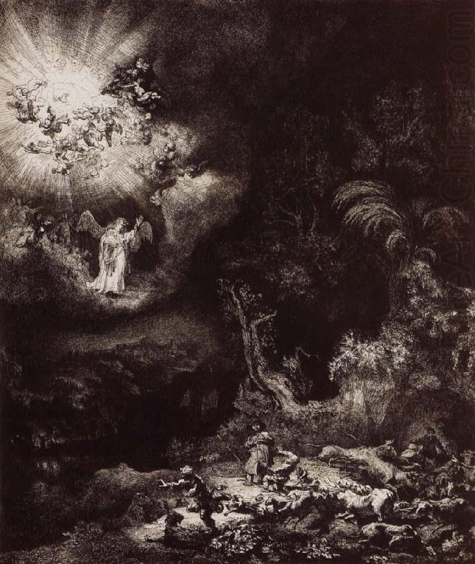 REMBRANDT Harmenszoon van Rijn The Angel Appearing to the Shepherds china oil painting image